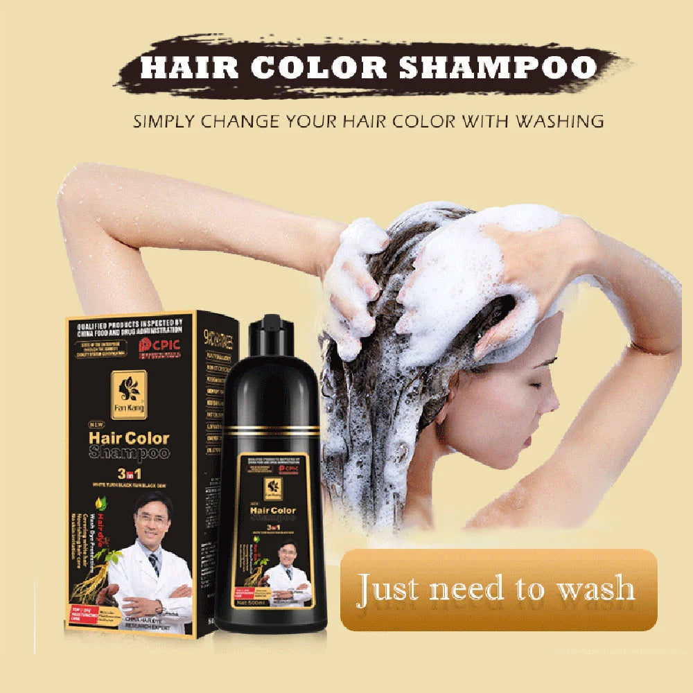 Hair Color Shampoo for Gray Hair 3 in 1 Black Hair Dye Shampoo